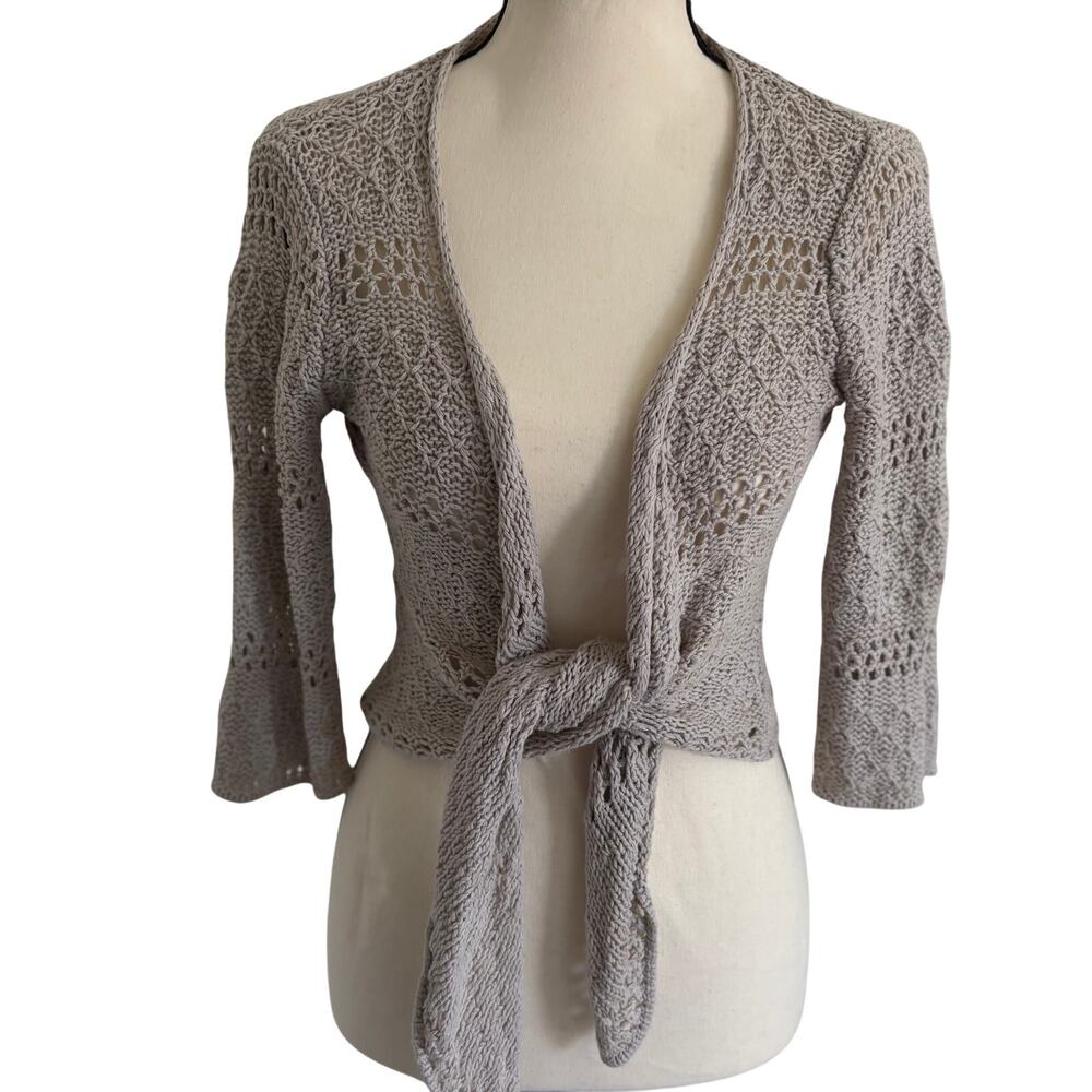 Vintage Y2K Anthropologie Wooden Ships Crocheted Shrug Cardigan Sweater Boho S/M